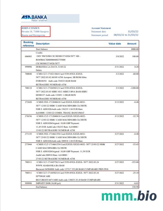 Boliwia banco de crédito de Boliwia szablon oświadczenia w programie Word i PDF